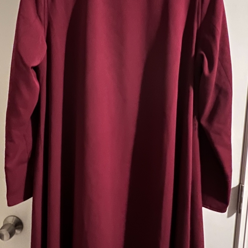 Isaac Mizrahi Burgundy Trench Coat with Gold Buttons - Picture 3 of 8